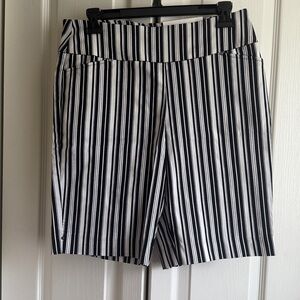 C Black and White Striped Women's Bermudas